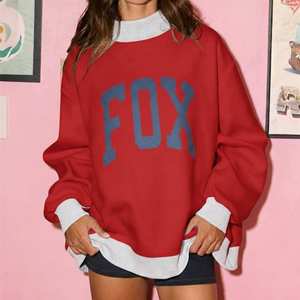 Custom Printed <b>Top</b> Design Women's Winter Casual Solid 100% Cotton Fleece Waterproof Oversize Crew <b>Neck</b> Breathable Drop Shoulder - Product Image 2