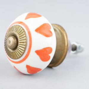 Handmade Wholesale Ceramic Knobs Orange <b>White</b> Heart Design <b>Cabinet</b> Knob Drawer Pulls Door Handles Bulk Lot - Product Image 3