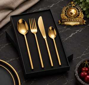 Ensemble de couverts plaqués or de qualité supérieure, couverts en acier inoxydable, ensemble de vaisselle dorée de luxe, ensemble de couteau, fourchette et cuillère, vaisselle pour hôtel - Product Image 4
