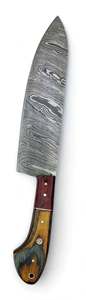 Cuchillo de Cocina Artesanal de Acero de Damasco con Mango de Madera de Olivo Carmesí para Rebanar - Product Image 6