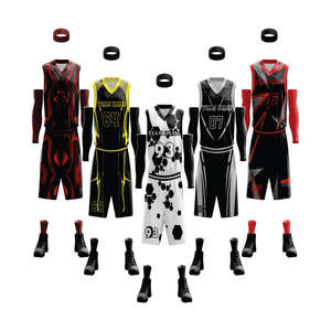 Uniformes de basket-ball sublimés pour équipes et maillots de basket-ball pour hommes et femmes, vêtements de sport athlétiques abstraits à motif nid d'abeille et éclairs - Product Image 1