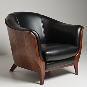 Fauteuil lounge en teck de style mid-century modern – Fauteuil d'appoint luxueux rembourré pour salon, hôtel et villa - Product Image 1