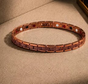 Bracelet magnétique bio-énergétique en cuivre pur, surface texturée diamant, aimants en germanium infrarouge lointain et ions négatifs - Product Image 2