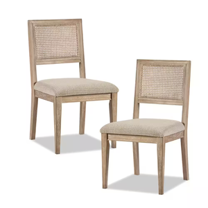 Silla de Comedor Moderna de Madera con Respaldo de Ratán y Asiento Tapizado, Diseño Escandinavo, Plegable, Muebles para el Hogar - Product Image 1