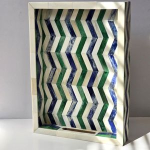 Nouveau plateau en bois avec incrustation de nacre et d'os, style arabe, pour servir café et en-cas, élégant, pour la maison, l'hôtel, le bureau, artisanal, Diwali - Product Image 6