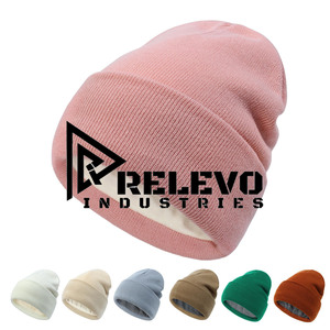<b>Plain</b> Acrylic Wool Knit 3D Embroidery Beanie <b>Caps</b> Winter Warm Bennie Men Women Solid Beach Business Scenes Wholesale - Product Image 2
