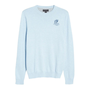 Men's <b>Light</b> <b>Blue</b> 100% Cotton Crew Neck Sweatshirt Pullover Knitted Sweater Front Logo Print Regular Fit Winter Wear OEM Service - Product Image 1