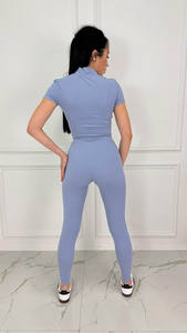 Nouvel ensemble deux pièces pour femme grande taille, couleur unie, effet push-up fessier, comprenant un soutien-gorge de sport et un legging taille haute, idéal pour le sport, la course, le yoga et la gym - Product Image 6