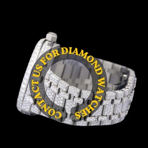 Reloj de Pulsera Exclusivo para Hombre, con Diamantes Moissanite, Esfera Redonda de Oro Blanco, Números Arábigos, Estilo Hip Hop, Personalizado - Product Image 5