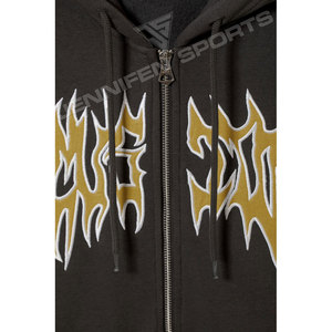 Sweat à capuche zippé surdimensionné pour homme, en coton tricoté 450 GSM, respirant, séchage rapide, avec logo brodé personnalisé, OEM, collection hiver premium - Product Image 2