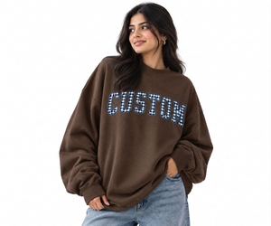 Suéter Oversize Personalizado para Mujer con Cuello Simulado, Mezcla de Algodón, Manga Larga, Puños Acanalados, Ajuste Relajado - Proveedor - Product Image 1