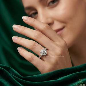 Custom IGI Certified Round Brilliant Moissanite Halo Ring 9KT 10KT 14KT 18KT Gold <b>Infinity</b> Engagement Ring - Product Image 6