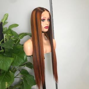 SMA Piano Color naranja SDD hueso recto calidad superior Vietnam cabello humano suizo transparente encaje frontal peluca larga precio al por mayor - Product Image 4