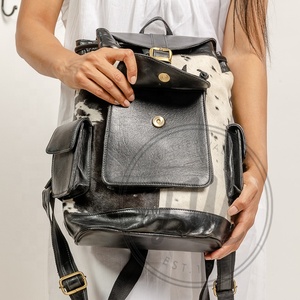 Animal Fur Cowhide Leather <b>Backpack</b> Handmade <b>College</b> Student <b>Backpack</b> Stylish <b>Backpack</b> - Product Image 6