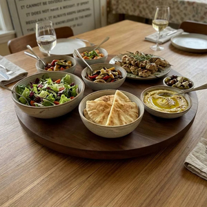 Wood Double Tier <b>Rotating</b> Tray Smooth-Spin Lazy Susan for Tabletop Spice Serving - Product Image 1