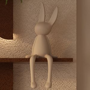 Decoración de Pared de Arenisca LED Ajustable de 3 Colores, Escultura Artística 3D, Novedosa Escultura de Plantas Verdes Simuladas, Florero de Vidrio, Decoración para el Hogar con Conejo - Product Image 6