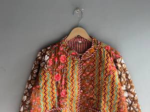 <b>Quilted</b> Women's <b>Jacket</b> Floral <b>Pattern</b> Mandarin Collar Full Sleeve Autumn Regular Length Patch Pocket Woven Polyester GIFT - Product Image 4