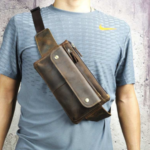 Handmade Genuine Leather Vintage Chest <b>Sling</b> <b>Bag</b> for Men and Women Dark Gray Custom Fashion Leather Crossbody Shoulder <b>Bag</b> - Product Image 6