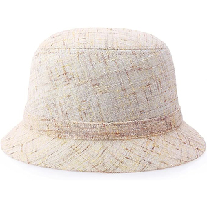 Chapeau Cloche Chic Crème à Carreaux, Style Vintage avec Nœud et Fleur Perlée, Rétro Kentucky Derby, Chapeau d'Église Décontracté - Product Image 2