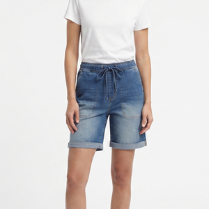Wholesale <b>Women's</b> High Waist Heavy <b>Stretch</b> <b>Denim</b> Jeans <b>Shorts</b> Button Fly High Quality Breathable Eco-Friendly - Product Image 4
