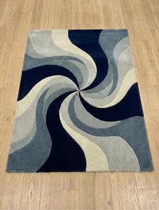 Tapis d'intérieur haut de gamme fait main en laine tuftée, antidérapant, épaisseur 10-14 mm, avec envers en coton et silicone, à poils moyens, motif abstrait moderne en spirale - Product Image 5