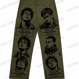 Jeans de mezclilla para hombre, estilo hip hop, casuales, holgados, rectos, con diseño gráfico personalizado, streetwear, para todas las estaciones, con estampado animal y floral. - Product Image 2