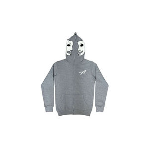 Sudaderas con capucha para hombre, baratas, lisas, con estampado de Man assali Laugh Now Cry Later, con cremallera completa, clásicas, grises, 100% algodón. - Product Image 1