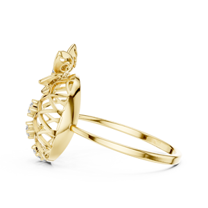 Anillo minimalista de oro amarillo macizo de 14k con diamantes de corte brillante redondo y piedras cultivadas en laboratorio para mujer, modelo The Crown Flower, para uso diario. - Product Image 2