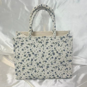 White Solid <b>Foldable</b> Mini Cotton Tote <b>Bag</b> with Shoulder Handle-Sunder Devi - Product Image 1