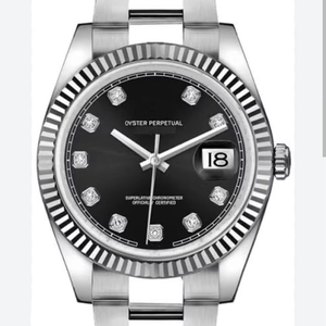 Silver Tone <b>Mechanical</b> <b>Watch</b> Black Sunray Dial Diamond Hour Markers High Quality Luxury Limited Edition Hidden Clasp Hip Hop - Product Image 1