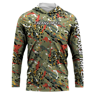 Custom Fishing Sun <b>Hoodie</b> Long Sleeve UPF 50+ Quick Dry Performance Angling Shirt Men's Leopard Print Anti <b>UV</b> Anti-Bacterial OEM - Product Image 6