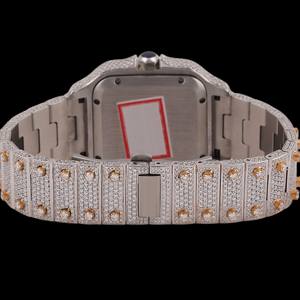 Attractive Design Round Case Glass Hidden Clasp Full Moissanite Diamond Two Tone Fashion Quartz Movement Party Wear <b>Watch</b> - Product Image 4