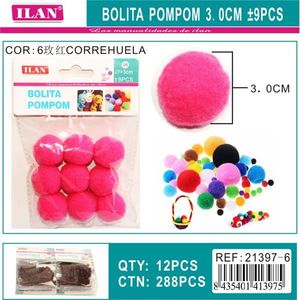 Pallina di pon pon Ilan da 3,0 cm rosa per decorazioni artigianali e progetti fai da te - Product Image 3