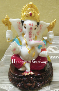 Estatua de Ganesha de Mármol Blanco Hecha a Mano, de la mejor calidad, con Murti Sentado, de Uttar Pradesh, para Acción de Gracias y Uso Multipropósito - Product Image 4