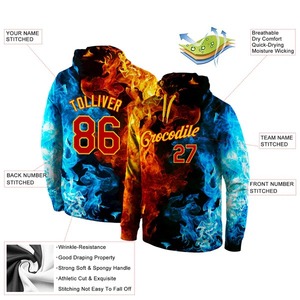 Custom Stitched Red <b>Gold</b> Pattern Design Flame Sports Pullover Sweatshirt <b>Hoodie</b> Sublimated Fleece Unisex <b>Gym</b> Athletic Hoodies - Product Image 2