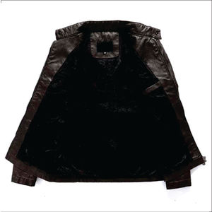 100% Genuine <b>Leather</b> Canvas Stand Collar Custom Loose Fit Breathable Outerwear <b>Long</b> Sleeve Fashion Winter <b>Jacket</b> for Adults - Product Image 3