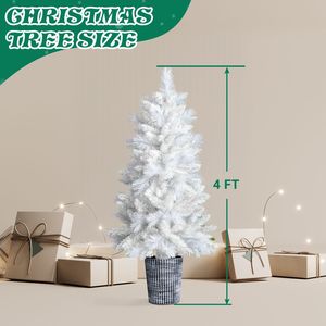 Albero di Natale Artificiale Bianco da 120 cm con Supporto, 200 Rami, Pino Natalizio in Vaso, Pianta di Seta per Decorazioni Natalizie Casa e Ufficio - Product Image 6