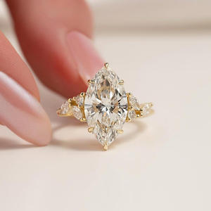 Igi/gia แล็บปลูกวินเทจ14K สีขาวทองแต่งงาน/หมั้นแหวน unisex เพชรของขวัญครบรอบปาร์ตี้กับลูกแพร์ตัดเพชร - Product Image 3