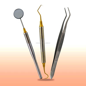 Kit Básico Manual para Estudiantes de Odontología, Juego de 3 Piezas: Espejo, Explorador y Pinza, de Acero Inoxidable, ELEGE CUALQUIER COLOR - Product Image 2