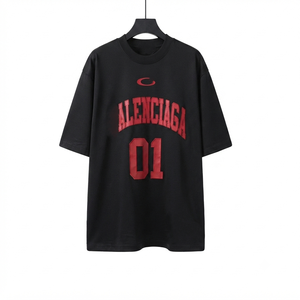 Camiseta Urbana de Manga Corta con Estampado Frontal Personalizado, 300g, Transpirable, de Seda/Algodón, Cuello Redondo, Corte Holgado para Hombre - Product Image 2