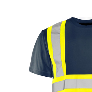 เสื้อยืดทำงานแขนสั้นแบบสะท้อนแสงคุณภาพสูงสำหรับผู้ชาย OEM ผลิตตามสั่ง ระบายอากาศได้ดี เสื้อผ้าเพื่อความปลอดภัย คุณภาพดี - Product Image 3