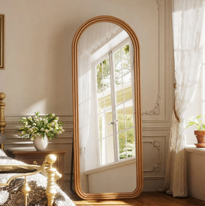 Miroir sur pied rectangulaire classique pleine longueur sur un support pivotant en bois foncé, disponible à prix de gros. - Product Image 5