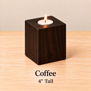 Portavelas Cuadrado de Madera Color Café Oscuro de 2 Pulgadas de Alto - Product Image 2