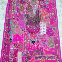 Hiasan Dinding Tradisional India yang Menakjubkan, Bordir Tribal, Gaya Bohemian, Kain Katun Vintage