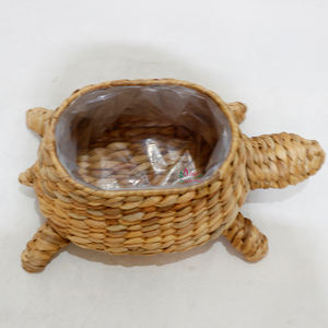 Panier en forme de tortue en jacinthe d'eau tissé à la main écologique, panier décoratif naturel pour la lessive et le stockage - Product Image 5