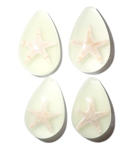 Starfish Real Specimen Plastic Cabochon Pear Shape Cut <b>Top</b> 33x22 mm Glow Flat Bottom for Crafts and Jewelry Making - Product Image 1