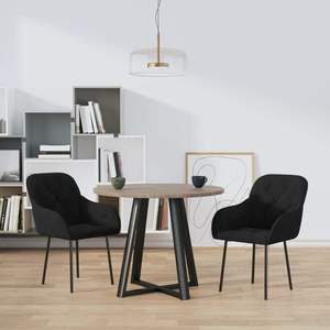 Juego de 2 Sillas de Comedor de Terciopelo Negro, 100% Poliéster con Madera Contrachapada Metálica, Elegante Juego de Sillas de Comedor de Terciopelo Negro - Product Image 1