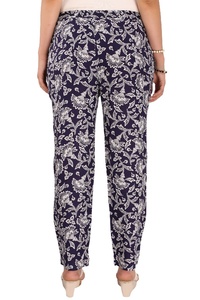 กางเกงขายาวลำลองผ้าเรยอนพิมพ์ลายดอกไม้สำหรับผู้หญิง ไซส์ใหญ่ XL เอวยางยืดด้านหน้า ระบายอากาศได้ดี เป็นมิตรกับสิ่งแวดล้อม เหมาะสำหรับฤดูร้อน - Product Image 6