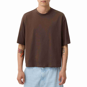 เสื้อยืดทรงบ็อกซี่ แขนเสื้อแบบดรอปไหล่ ผ้าฝ้าย 100% คุณภาพสูง หนานุ่ม สำหรับผู้ชาย ป้องกันรอยยับ แห้งเร็ว ดีไซน์สั่งทำพิเศษ - Product Image 1