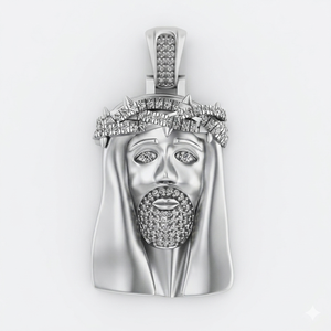 Custom 925 Silver Hip Hop Style Iced Religious Christian Featuring Jesus Face Lab Grown Diamond Children's Fine <b>Pendants</b> Trendy - Product Image 1